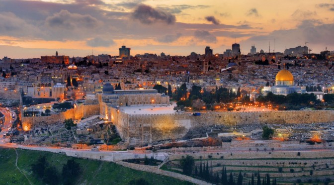 View towards The Old City and the Dome of the Rock from the Mt. of Olives